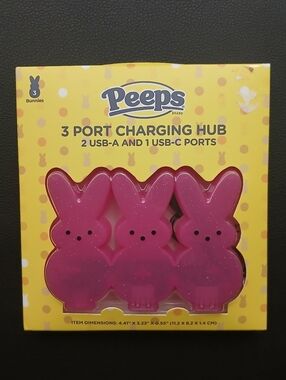 New In Box Peeps 3 Port Charging Hub Pink